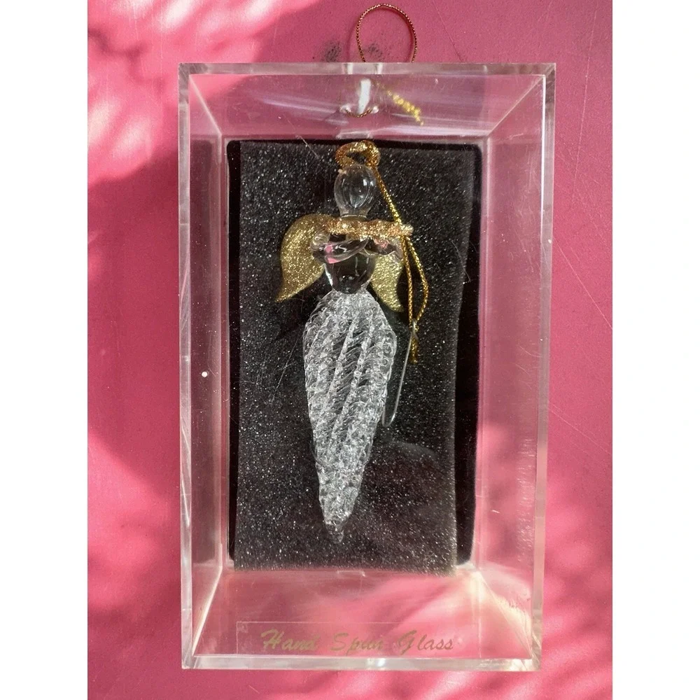 Unique Treasures Hand Spun Glass Angel Christmas Ornament‎ With Case